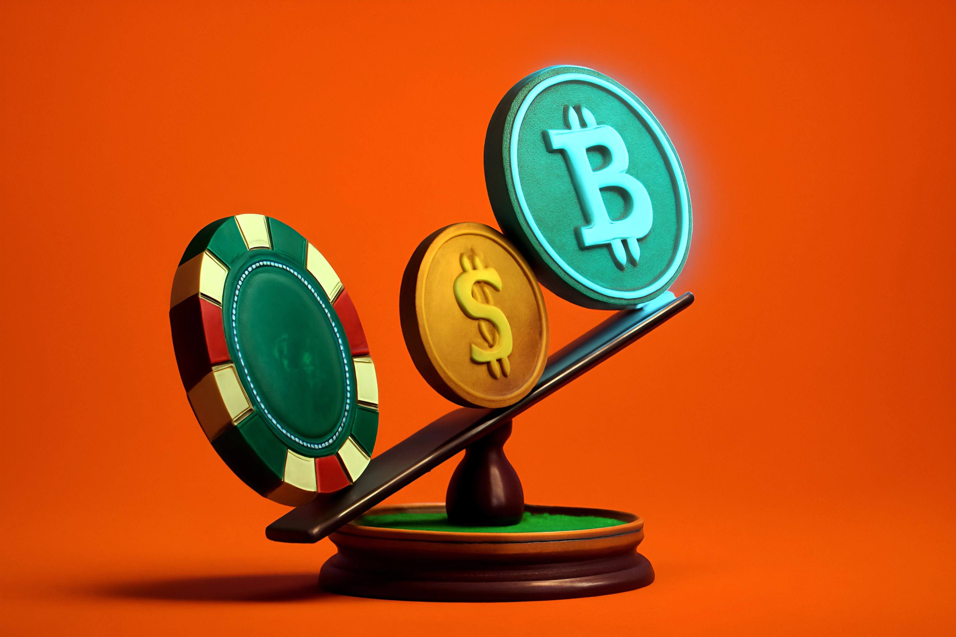 Bitcoin and dollar on balance scale