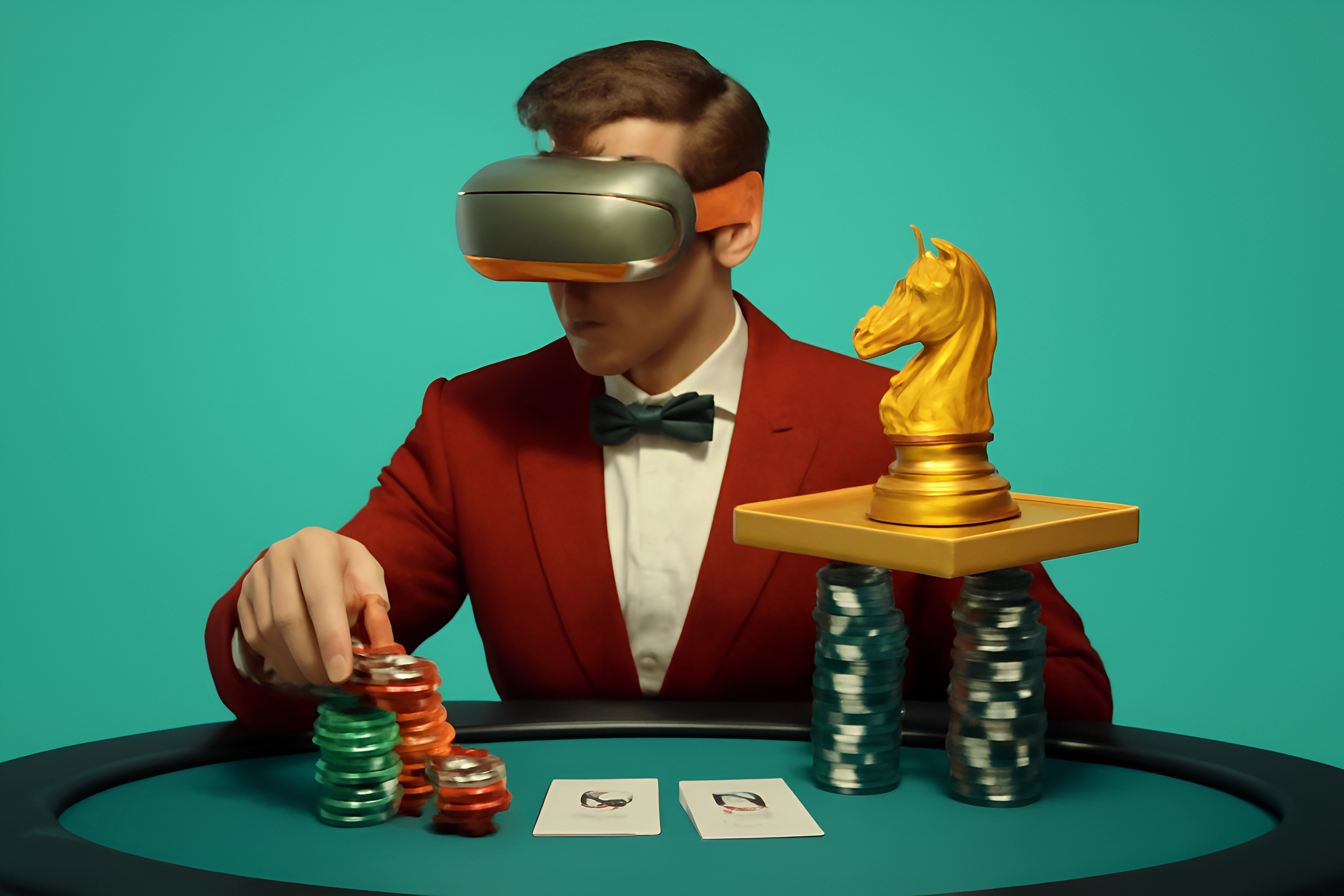 VR poker game with chips