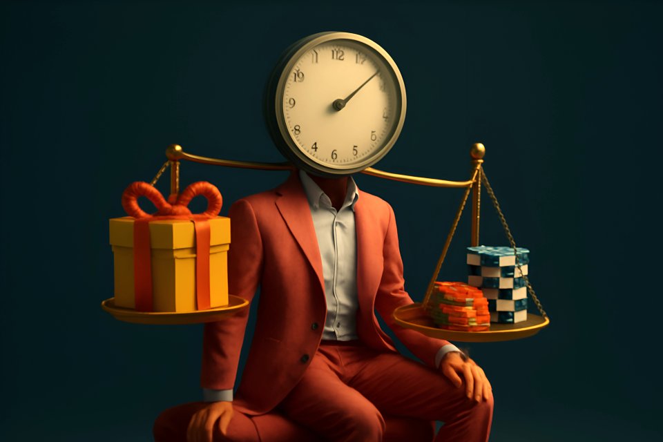Clock head balancing gifts and cash